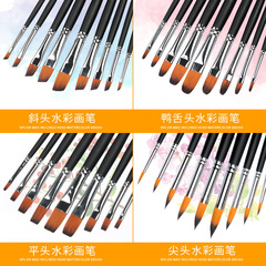 外貿跨境尼龍水粉筆水彩繪畫筆油畫筆套裝10支裝紅杆藍杆顏料排筆