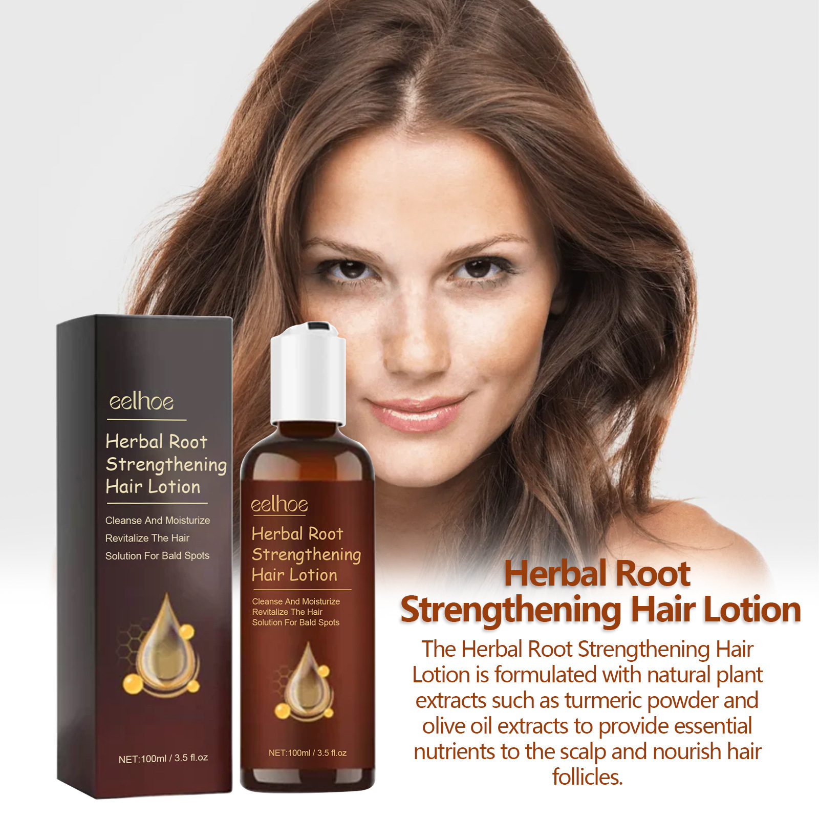 EELHOE zeliščni losjon za lase od korenin učvrsti in obnovi debelo lasno linijo, krepi lase, vlaži lase in preprečuje izpadanje las_voghion.com