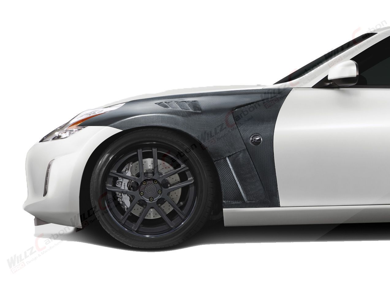 2009-2020年适用于日产370Z-Z34改装碳纤维前叶子板沙板