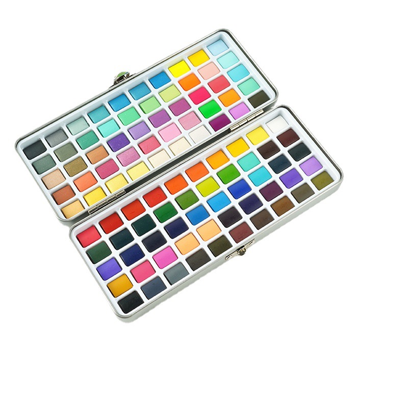 Venta al por mayor 50/72/90/100 color portátil sólido acuarela caja de hierro traje pintura arte pintura personalización transfronteriza