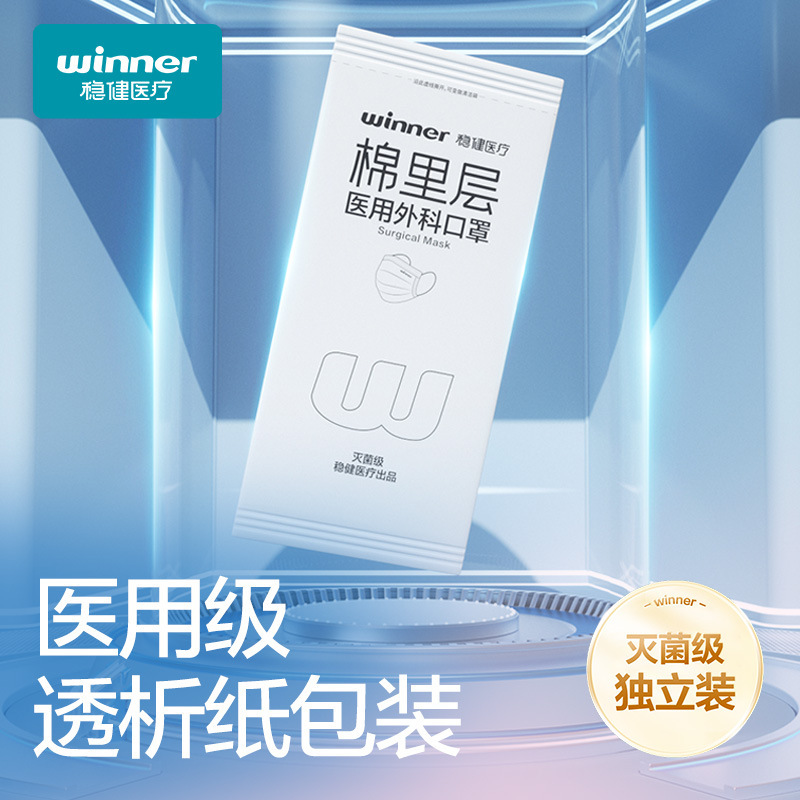 稳健医疗棉里层口医用外科口罩高颜值卡通印花腮红成人口罩独立包|undefined