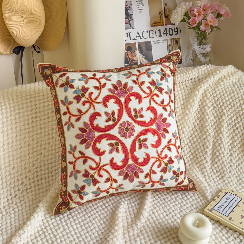 Towel, cloth for bed, tape, sofa, pillow, flowered, with embroidery