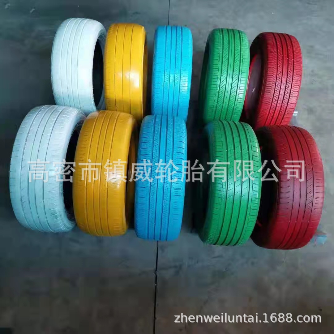 厂家现货废旧轮胎多色卡丁车跑道防护轮胎艺术幼儿园装饰彩绘轮胎