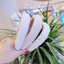 韩版士巴洛克风宽边满珍珠发箍女欧美爆款百搭头箍海绵加厚压发饰