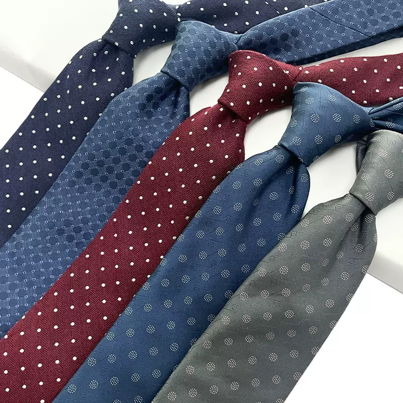 厂家圆点真丝领带男士正装西服面料商务活动衬衫配饰百搭黑色圆点