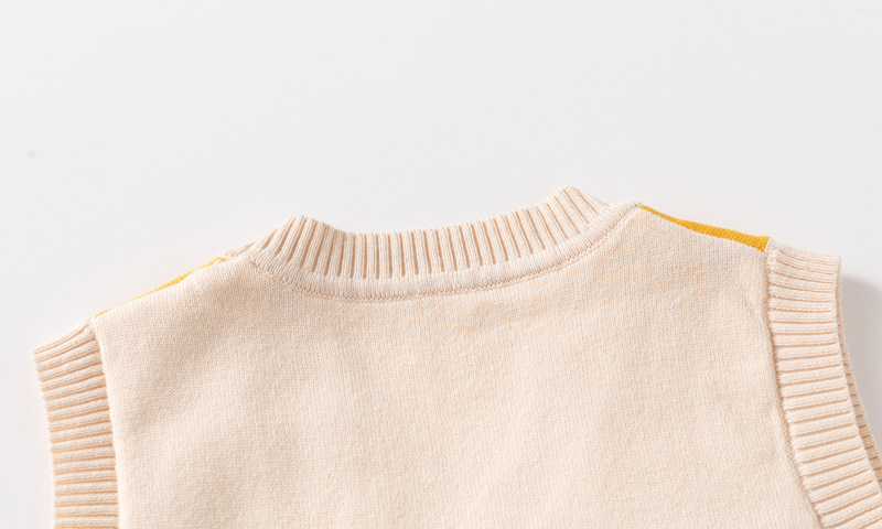 Chaleco con cuello en v para niños de algodón fino unisex_voghion.com
