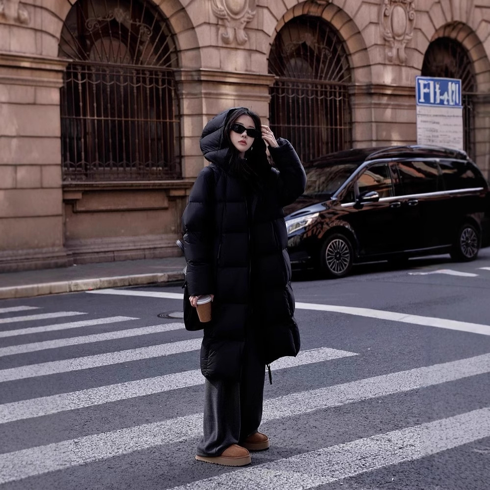 2025 nubes transfronterizas delgadas coreanas sueltas medias y largas sobre la rodilla de moda de algodón de plumón chaqueta de pan de mujer image 2