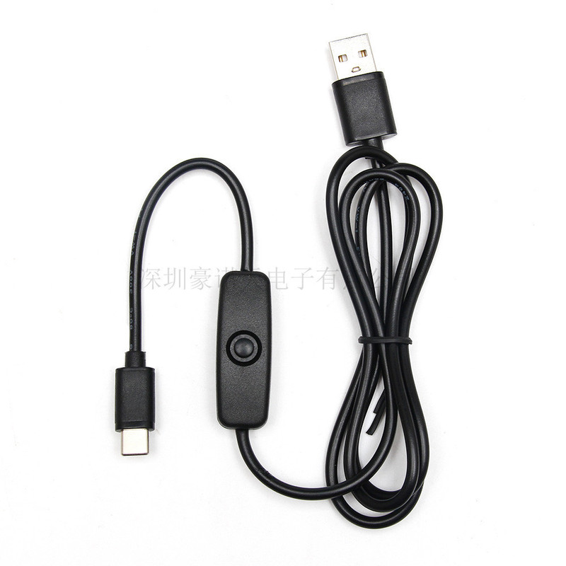 New Raspberry Pi 4B with Switch Power Cord Type C Interface to USB Charging Cable Mobile Phone 3A 1m Long