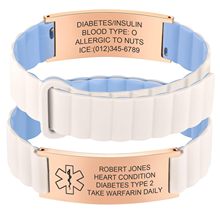 不锈钢医学信息警示标志硅胶弹力手环弯牌表带手链激光刻字手饰品