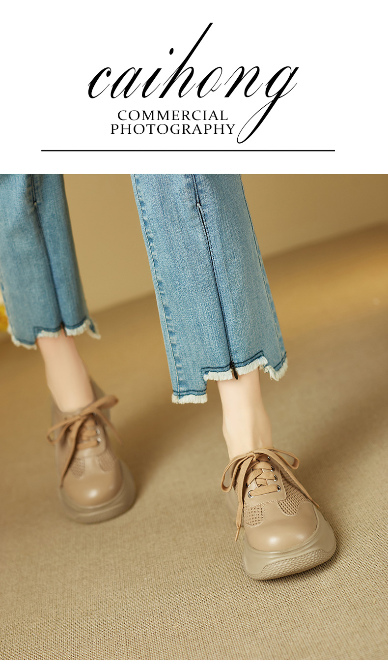 Dép sandal nữ quai chữ V đế bánh mì cao 5 cm, mũi trùm kín, phong cách casual — màu trắng ngà chi tiết 1