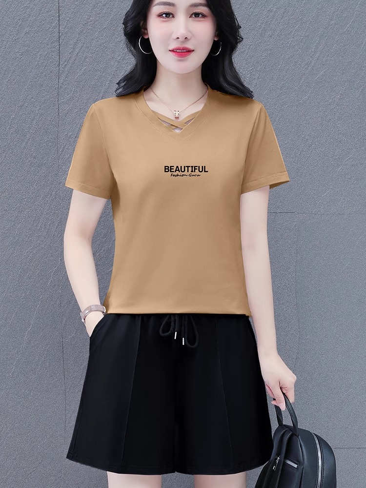 纯棉短袖短裤套装女2026新款夏季时髦洋气跑步灰色休闲运动两件套