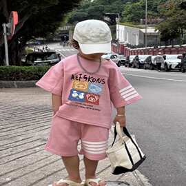 男女童套装夏装中大童日系卡通衣服儿童装短袖T恤运动短裤两件套