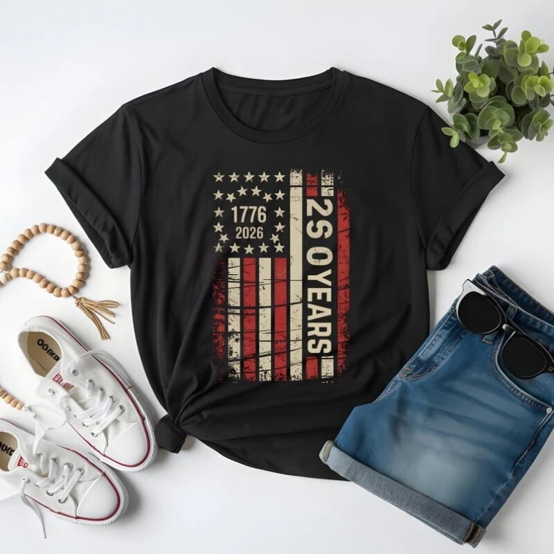 250Th Anniversary Commemorative Pattern Shirt, Distressed Flag Bella Canvas Round-Neck Printed T-Shirt, Casual Style High Quality 250Th Anniversary Commemorative Pattern Shirt, Distressed Flag Bella Canvas Round-Neck Printed T-Shirt, Casual Style High Quality