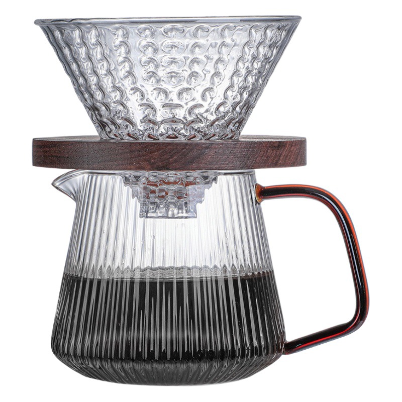 Fabricante en stock suministro 2023 nuevo vidrio para compartir olla traje de café de vidrio transparente de grano vertical cafetera