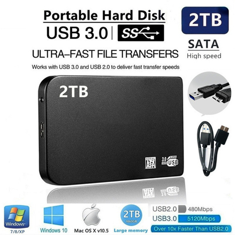 Cross-Border Foreign Trade 500G/1Tb/2Tb Portable Mobile Hard Drive High-Speed Transmission Logousb3.0 Large Capacity