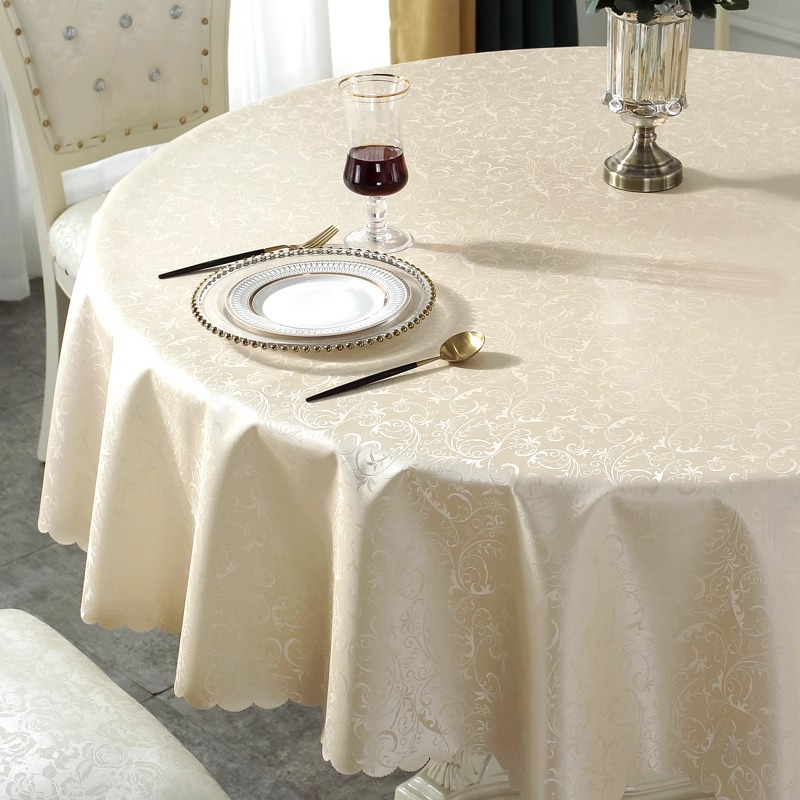 Hotel Tablecloth Waterproof and Oil-proof No-washable Anti-scalding Round Table Dining Cloth Large Round Table Household Tablecloth Round European Dining Table Mat