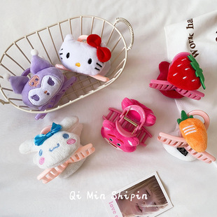 韩国复古莫兰迪果冻色大号抓夹发抓后脑勺发卡鲨鱼夹女详情2