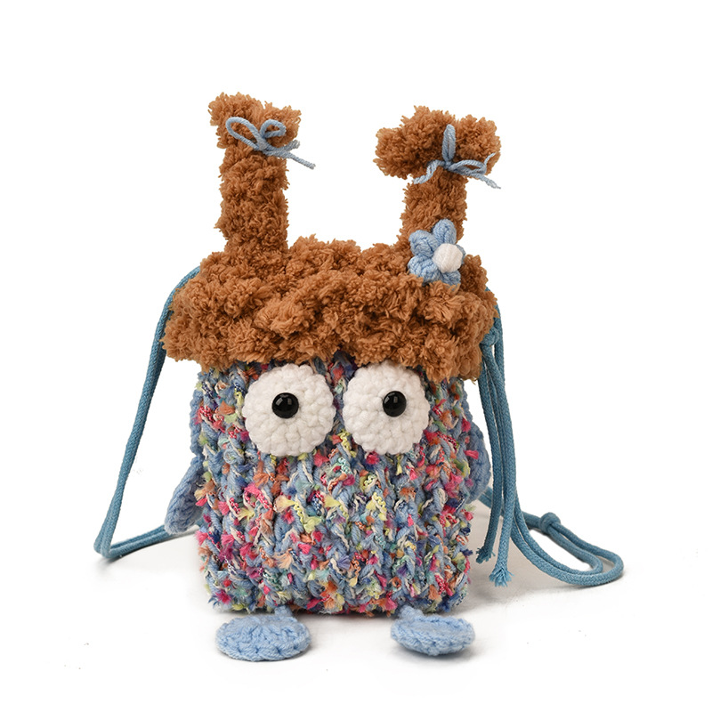 Cartoon cute little monstruos bolsas de niños extrañas bolsas de cambio de niños otoño y invierno ganchillo bolsas de hombro para bebés