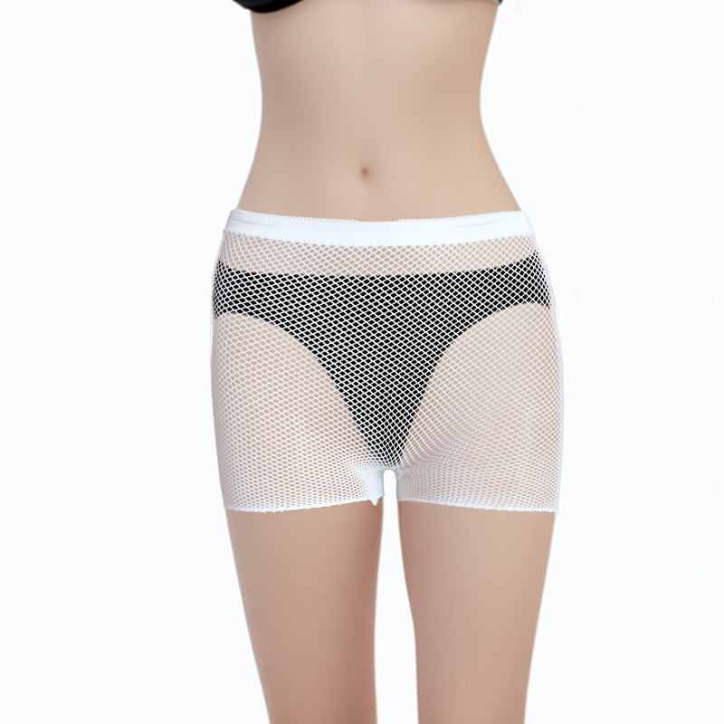 Pequeño y mediano red fishnet ojo color sólido de tres puntos de malla calcetines boxeador hueco transpirable adulto tamaño libre rojo cintura baja ropa interior para mujeres