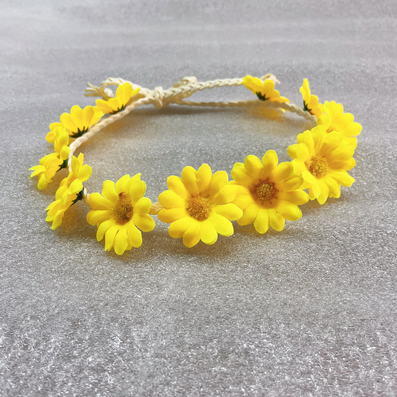 Las nuevas mujeres de la Margarita girasol Garland Seaside Beach flor tocado diadema tejida banda de pelo de la margarita
