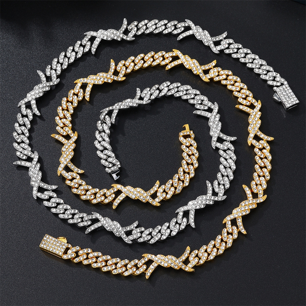 48g Weight Zircon Inlay Material Necklace Classification Alloy Chain Material 1 Piece Quantity Holiday Occasion Alloy Material Solid Color Pattern All Seasons Season Unisex Gender Inlay Design Hip-Hop Style Hip-Hop Solid Color Alloy Inlay Zircon Unisex Necklace Men Chain Necklaces 5