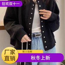 卫衣开衫短外套女欧洲站2025春秋新款时尚休闲宽松大码圆领棒球服