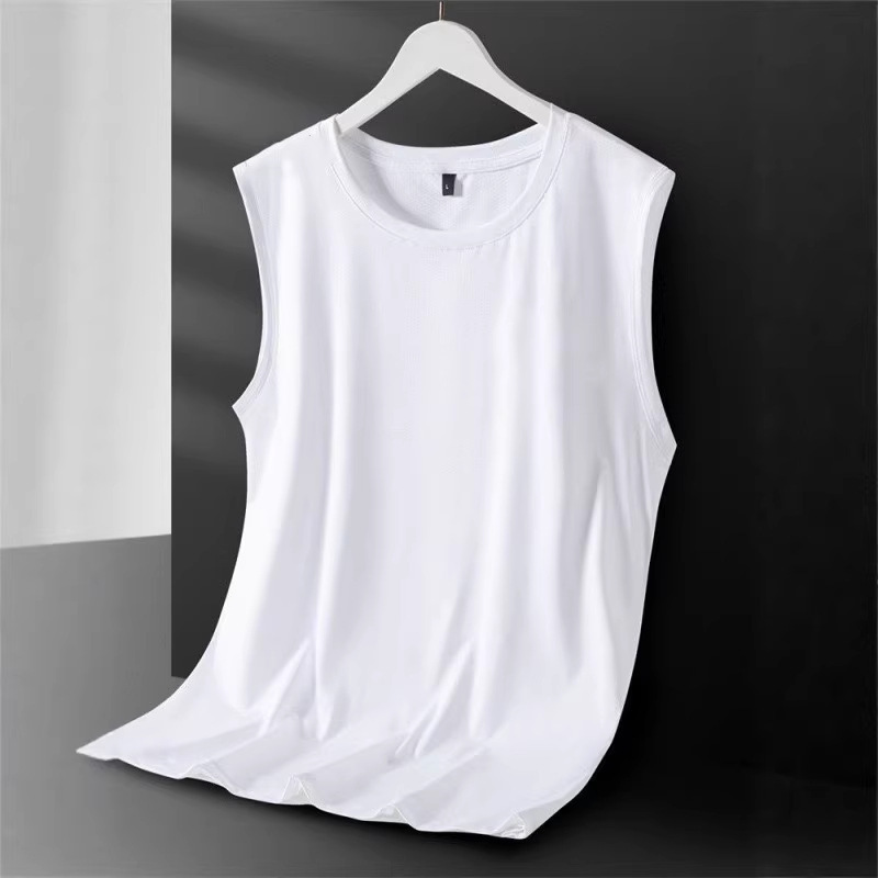 Men's Ice Silk Quick-Dry Sleeveless Mesh Tank Top 2026 Summer Large Size Loose Fit Sports Vest