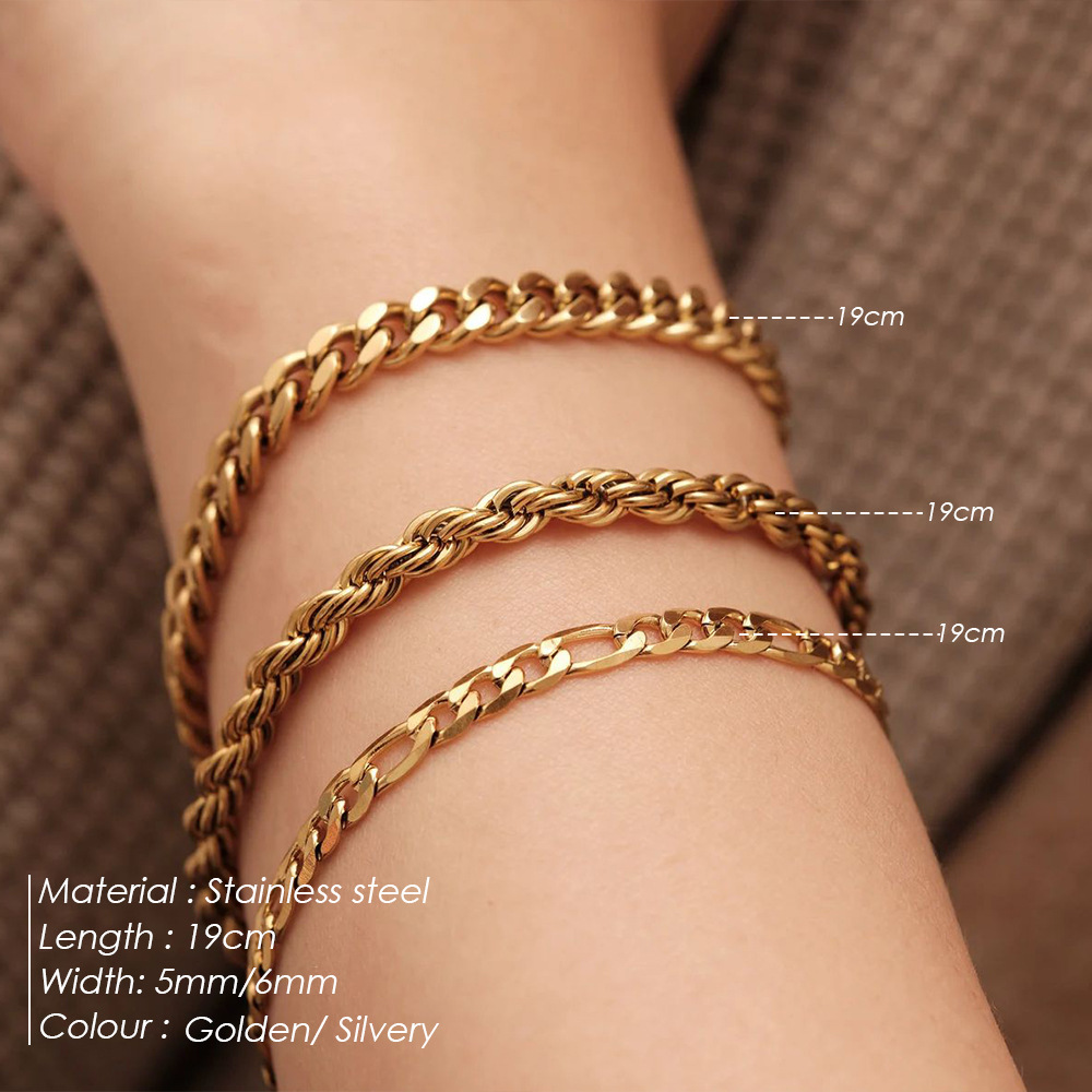 EManco europeo y americano de doble capa pulsera apilada personalidad de moda cadena cubana pulsera femenina pulsera de acero inoxidable del todo fósforo