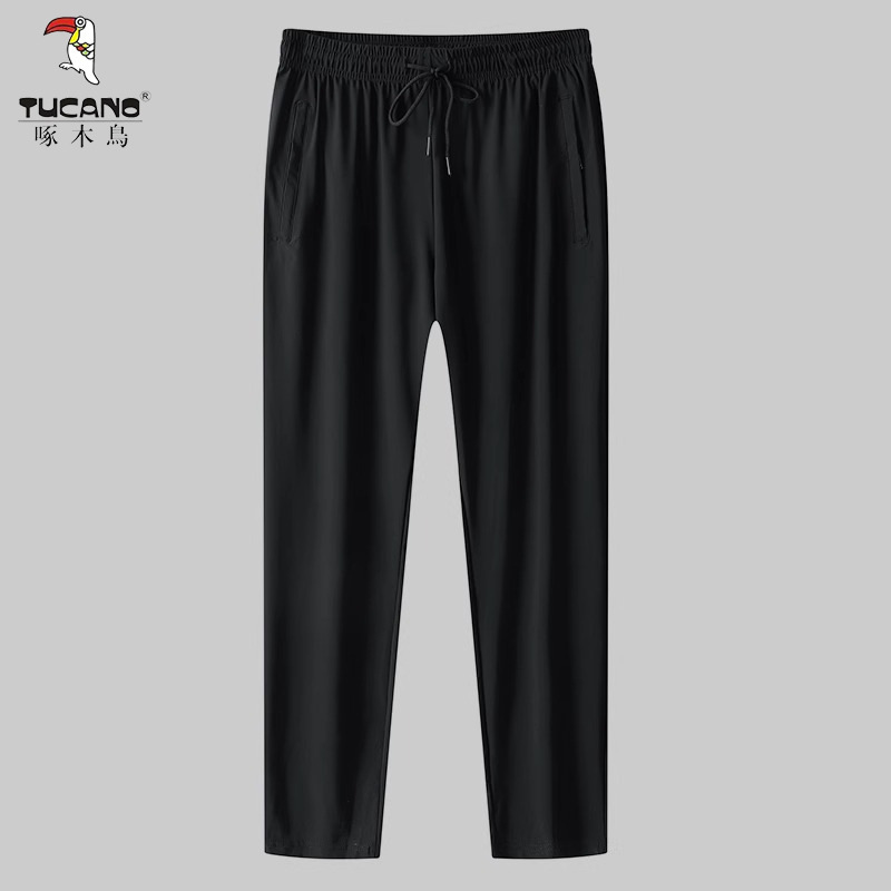 Woodpecker High Elastic Sweat Absorbing Ice Silk Sports Pants Men's Summer Pants Black Thin Pants Air Conditioning Quick-drying Pants Woodpecker High Elastic Sweat Absorbing Ice Silk Sports Pants Men's Summer Pants Black Thin Pants Air Conditioning Quick-drying Pants