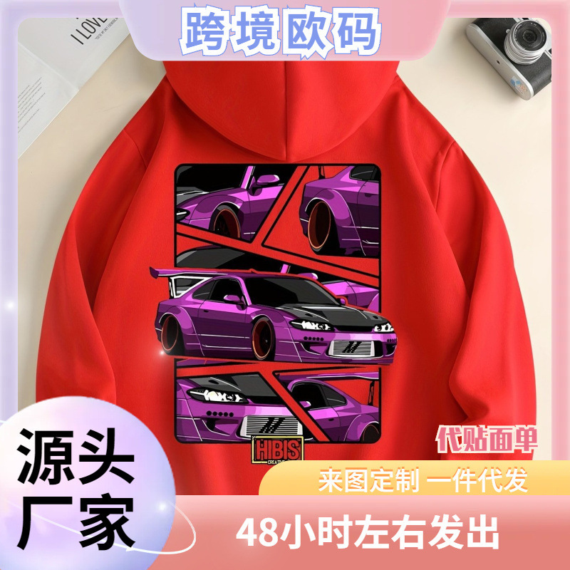 Racing Print Men's Hoodie Casual Graphic Design Pullover Sweatshirt with Kangaroo Pocket for Winter Autumn