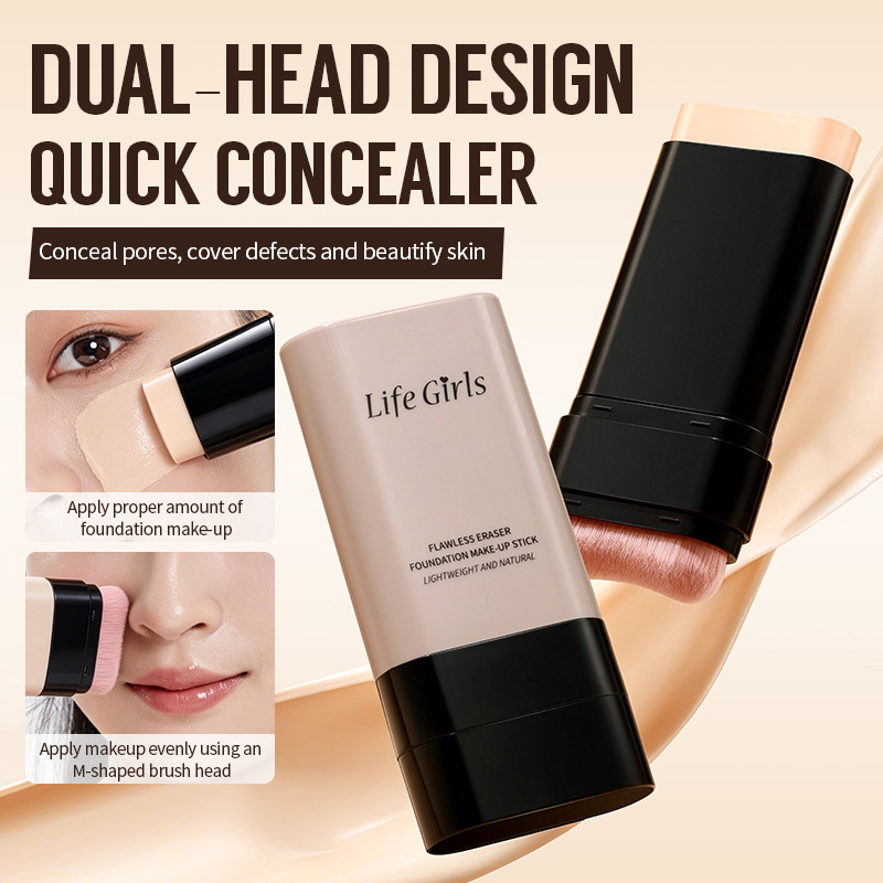 Life Girls Foundation Stick, base de dos cabezas, ropa ligera y delgada, polvo no pegado, cosméticos transfronterizos, ventas calientes.