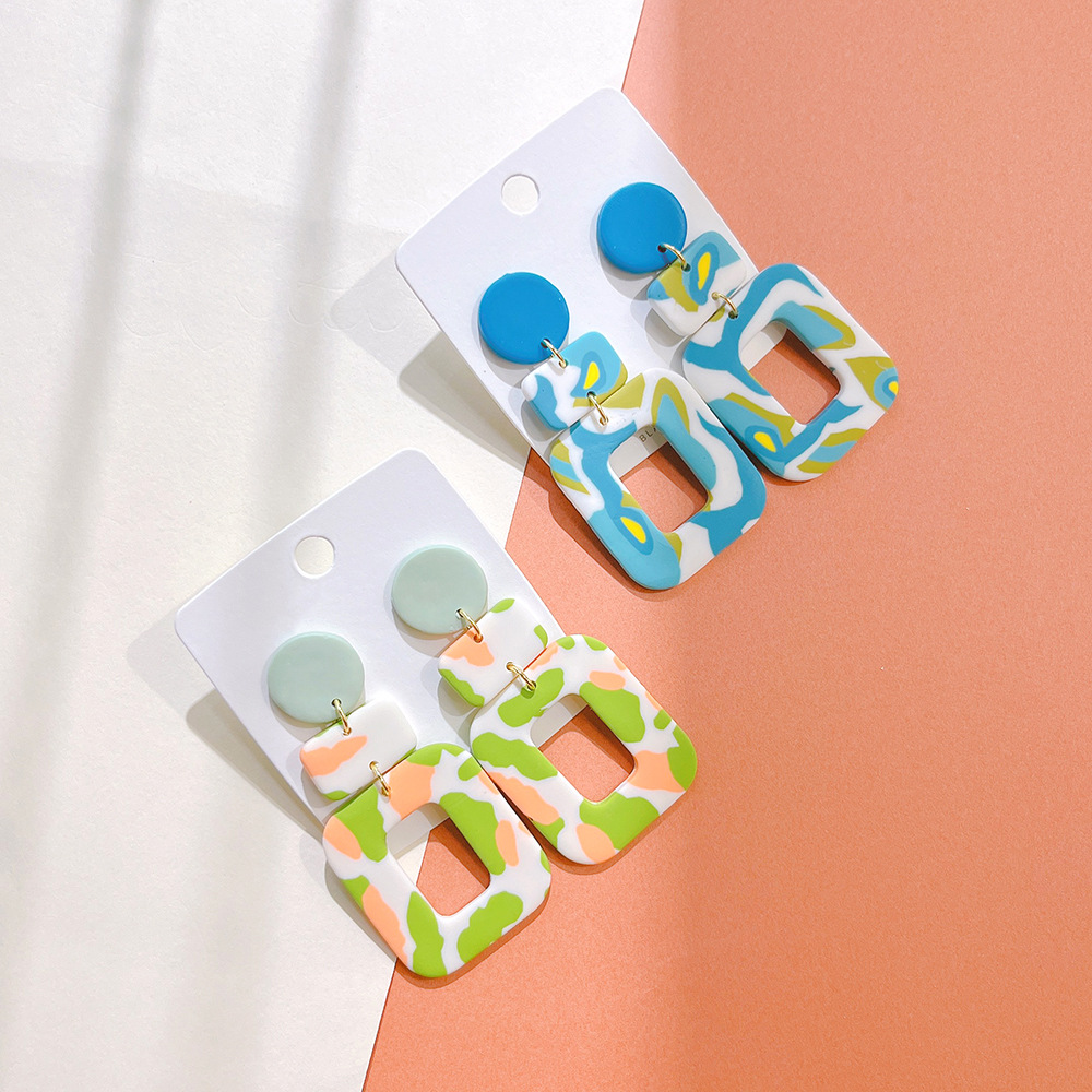 1 Pair Quantity 1 Pair Retro Color Block Soft Clay Women's Earrings