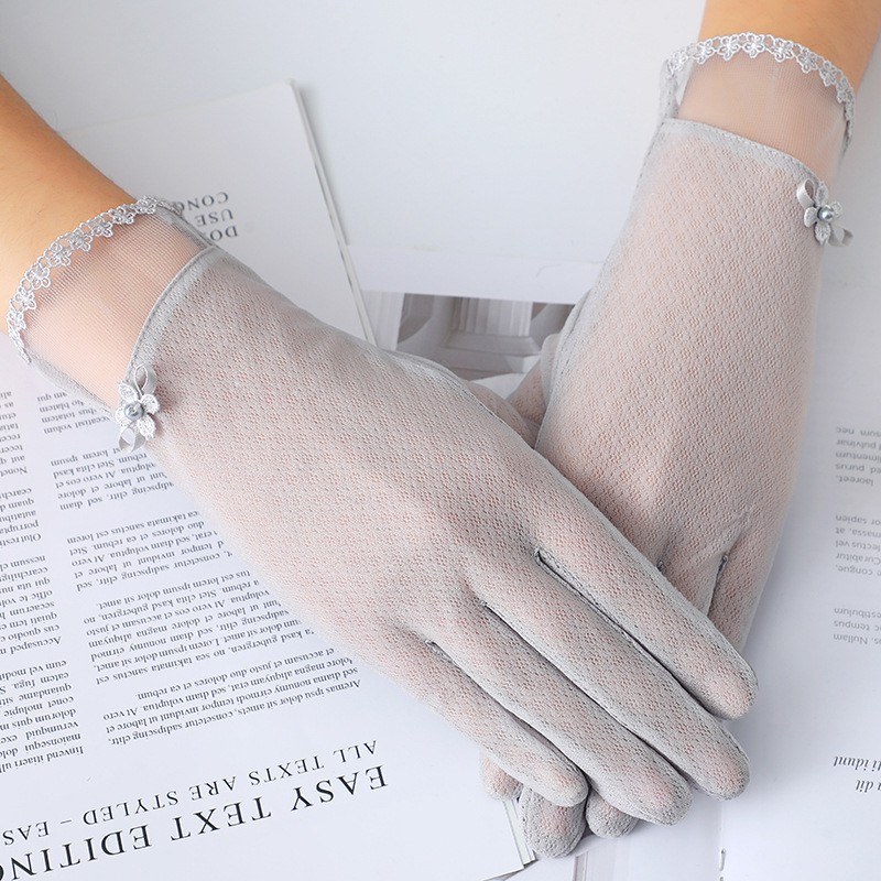 Guantes de protección solar para mujer primavera y verano guantes de pantalla táctil de encaje Delgado conducción transpirable guantes de equitación de protección solar al aire libre