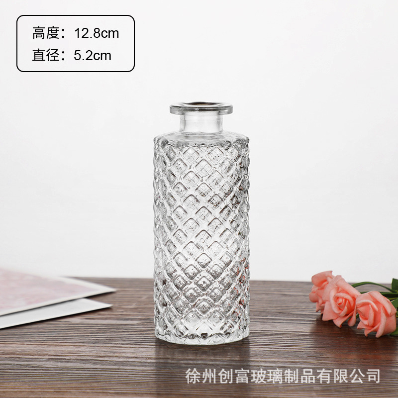 Luz de lujo simple retro mini jarrón de vidrio en vidrio de viento pequeño jarrón de flores flores flores secas flores decoración de oficina