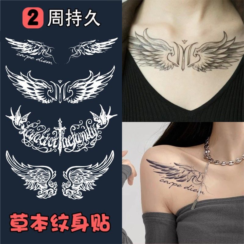 Herbal juice Angel Wings Wings tattoo stickers disappear her Shen Man same tattoo stickers clavicle butterfly plain flower Herbal juice Angel Wings Wings tattoo stickers disappear her Shen Man same tattoo stickers clavicle butterfly plain flower