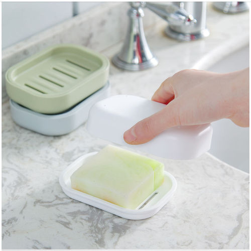 Japanese double-layer soap box with lid factory direct sales new square plastic soap box bathroom drain soap box