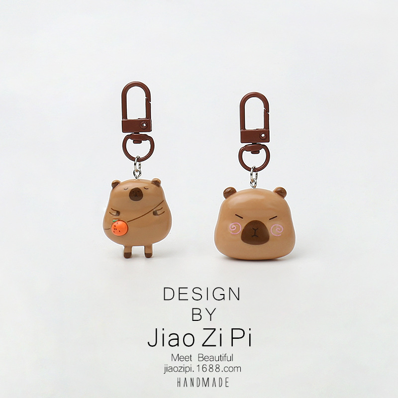 Lovable Capibala Capybara Keychain Pendant Cartoon All-match Backpack Hanging Accessories Daily Internet Celebrant Simple Accessories