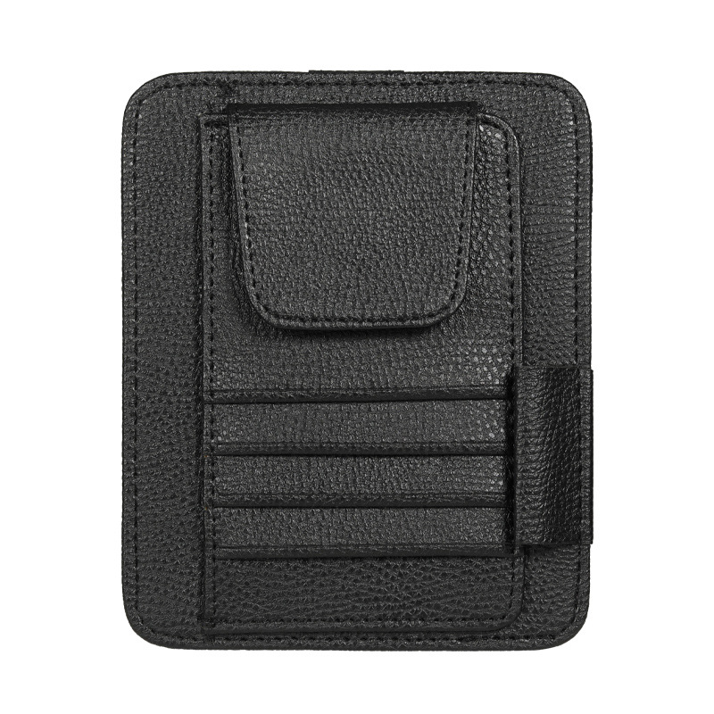 Qìchē Car Sun Visor Organizer Clip Card Package Storage Bag (Multimediya və saxlama aksesuarları) - multifunctional-sun-visor-clip-black