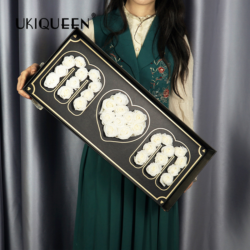 Caja de regalo de flores de la vida eterna, rosa de la madre, día de la madre, regalos de decoración para madres mayores, fábrica transfronteriza conmemorativa al por mayor.