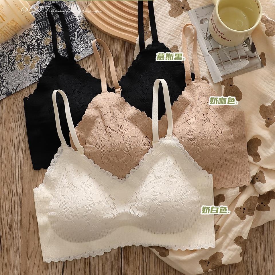 New summer ice silk traceless beautiful back fixed cup wrapped with chest sexy lace beautiful back integrated cup strapless suspender underwear