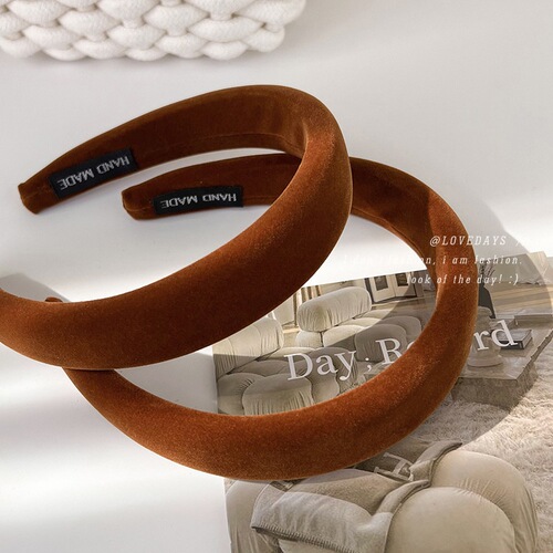 Maillard Velvet Whitening Ripe Pumpkin Color Headband Autumn and Winter Gentle and Lazy Atmosphere High Headband for Women When Going Out