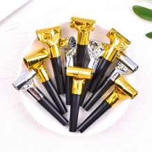 儿童生日玩具吹龙口哨节日派对搞怪助威道具金色长鼻子吹吹卷