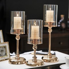 European home retro candlelight dinner lamp props Nordic romantic candlestick ornaments light luxury retro candlestick dining table