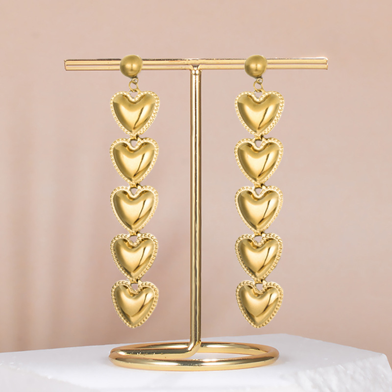 Women's Gender 1 Pair Simple Style Heart Shape Plating Stainless Steel Drop Earrings