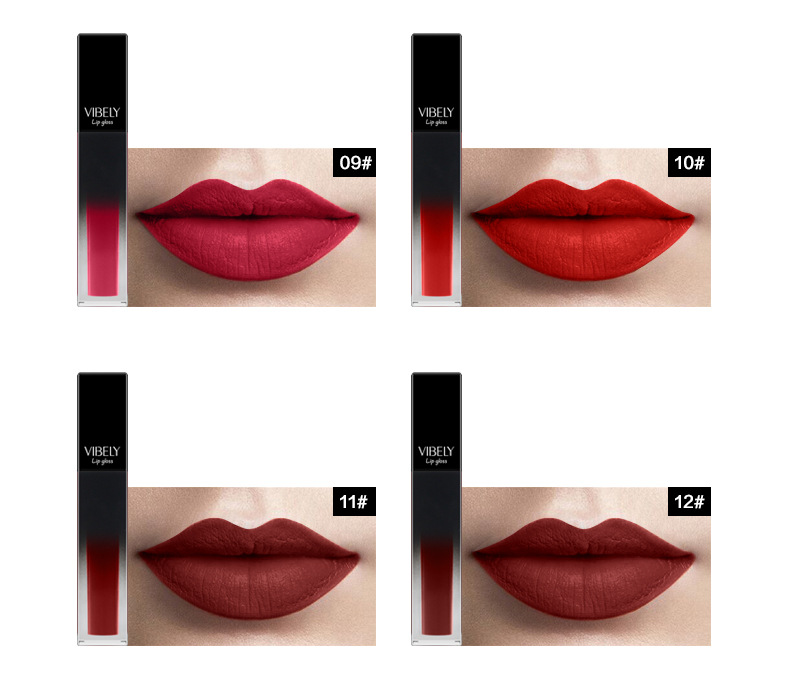 VIBELY matte nude liquid pearlescent lip gloss from Europe and America, matte non-stick cup, non-fading lip gloss, a bestseller in foreign trade undefined