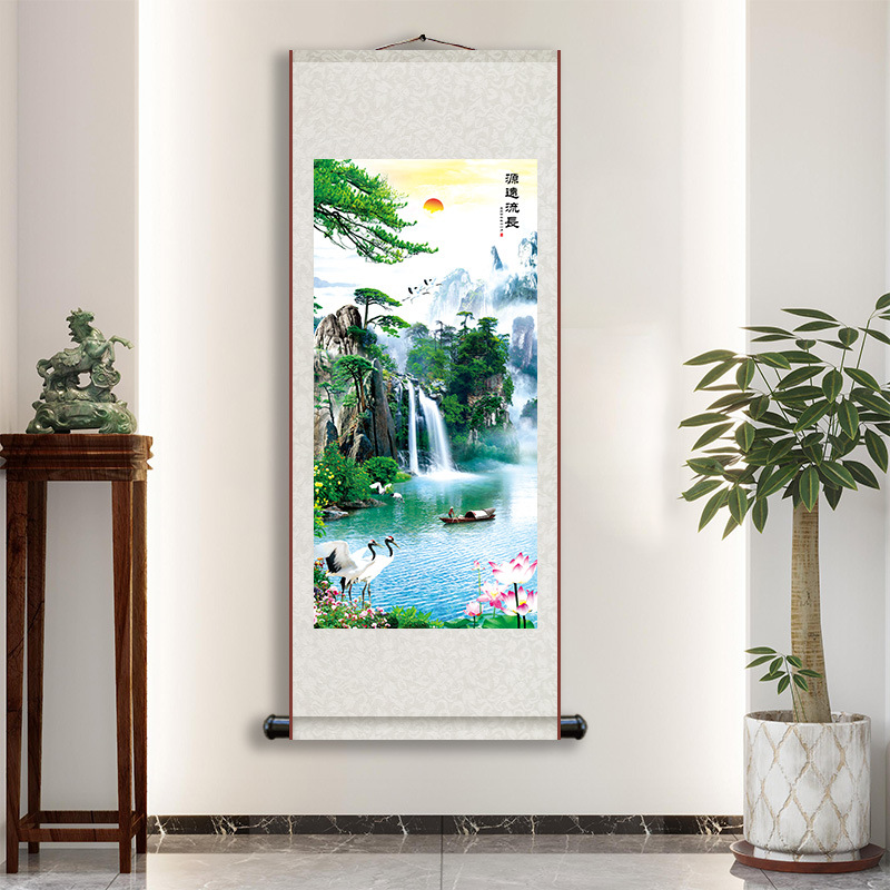 Hongyun Dangtou Living Room Hall Hanging Painting Landscape Chinese Painting Lobby Atmospheric Landscape Painting Office Scroll Decorative Painting