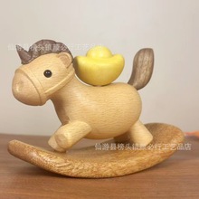 榉木马上有钱工艺品摆件马年马到成功马上发财麻将家居客厅装饰