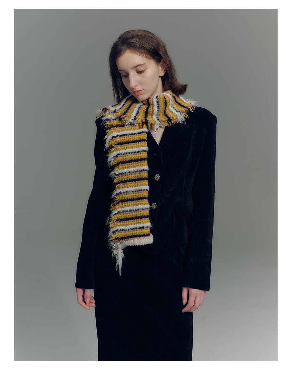 Damen Strickschal Im Vintage Look Gestreifter Wollschal Für Winter_voghion.com