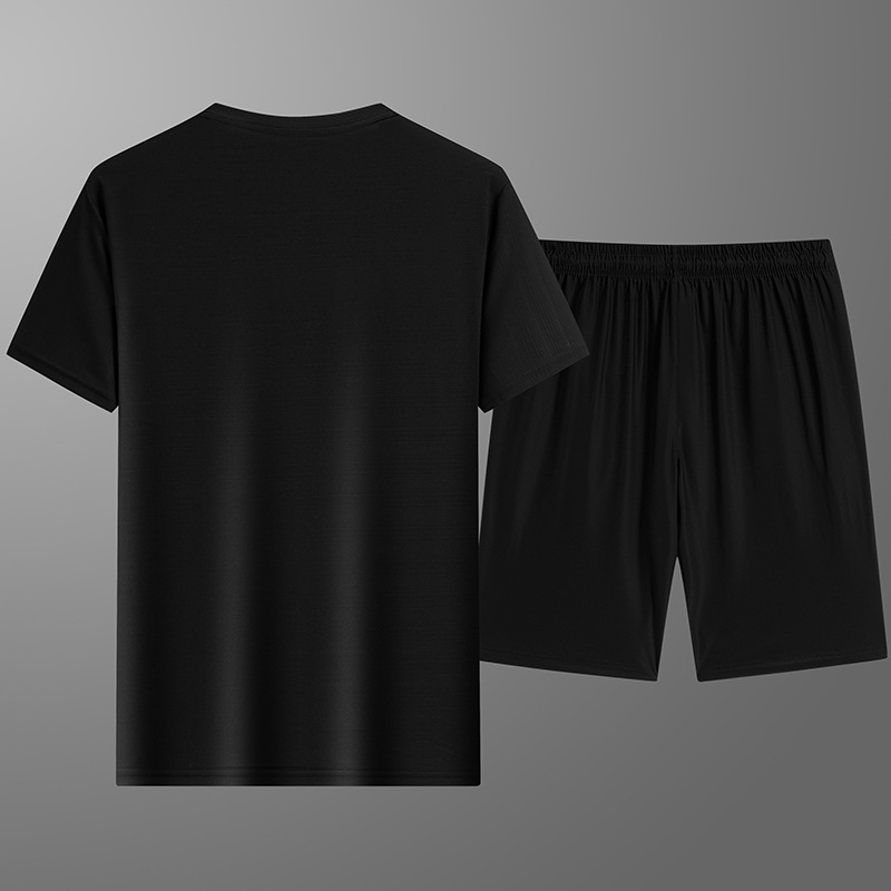 Verano hombre hielo casual juego deportivo impresión suelta de dos piezas hombre transpiración rápida secado tendencia camiseta pantalones cortos