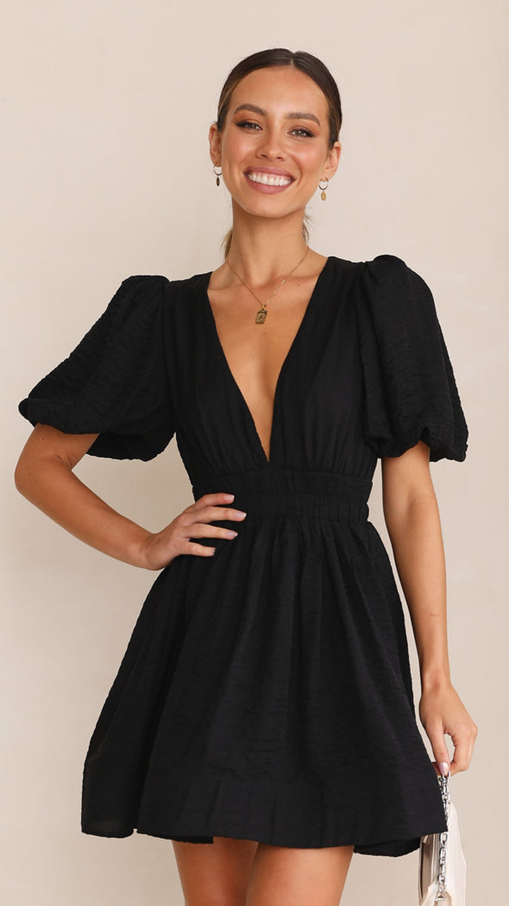 420g Weight Above Knee Dress Length Type Short Sleeve Sleeve Length Regular Dress Dresses Type Bishop Sleeve Sleeve Type Polyester Fabric Type Mid Waist Waist Line Daily Occasion V Neck Neckline Regular Fit Fit Type Solid Color Pattern Summer Season Women's Gender Zipper Design Vacation Style Wholesale Women's Vacation Zipper Solid Color Daily V Neck Short Sleeve Regular Dress 9